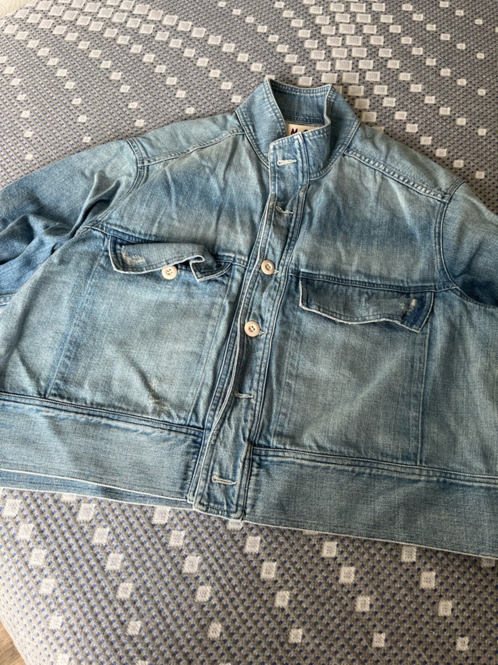 AMO Light Wash Denim Shirt Jacket in Faded Blue
